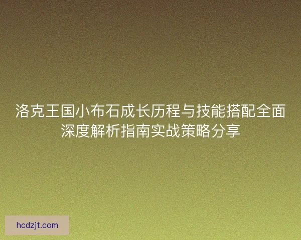 洛克王国小布石成长历程与技能搭配全面深度解析指南实战策略分享