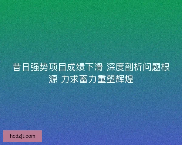 昔日强势项目成绩下滑 深度剖析问题根源 力求蓄力重塑辉煌