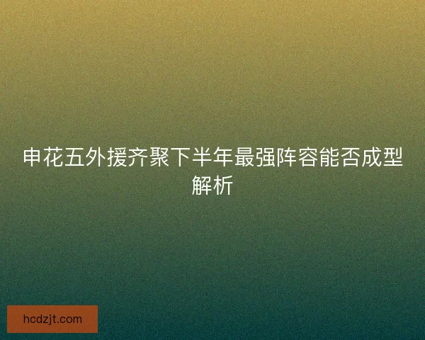 申花五外援齐聚下半年最强阵容能否成型解析