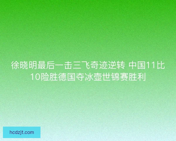 徐晓明最后一击三飞奇迹逆转 中国11比10险胜德国夺冰壶世锦赛胜利 徐晓明最后一击三飞奇迹逆转 中国11比10险胜德国夺冰壶世锦赛胜利