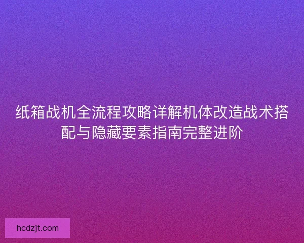纸箱战机全流程攻略详解机体改造战术搭配与隐藏要素指南完整进阶